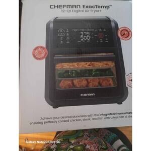 Chefman 12 Qt. Air Fryer 5 Functions w/ Smart Thermometer, 28 Presets, Black